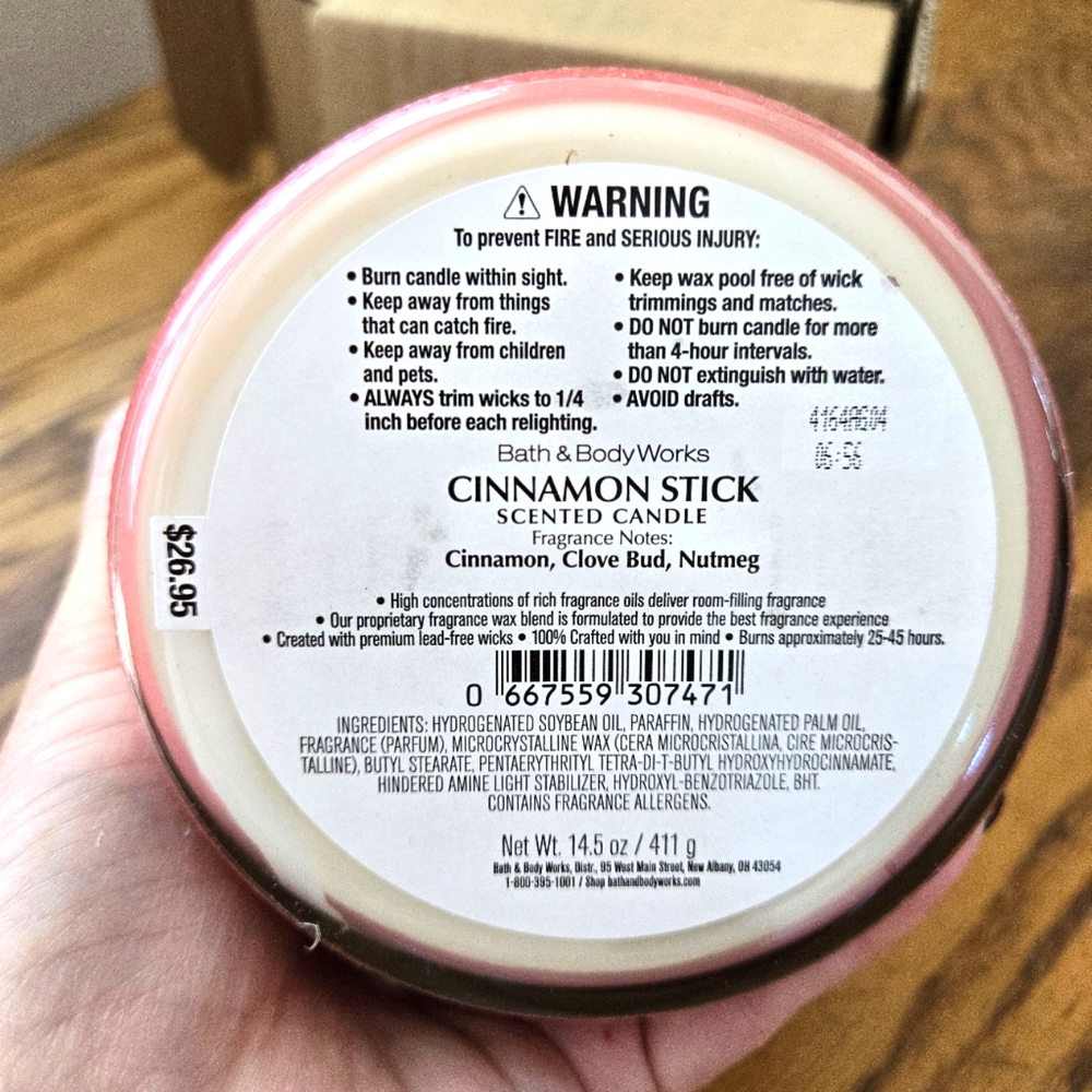 🛍BOGO 50% OFF🍂🕯NWT‼️ BBW "Cinnamon Stick" 3-wick Candle •Online Exclusive• - Picture 10 of 11